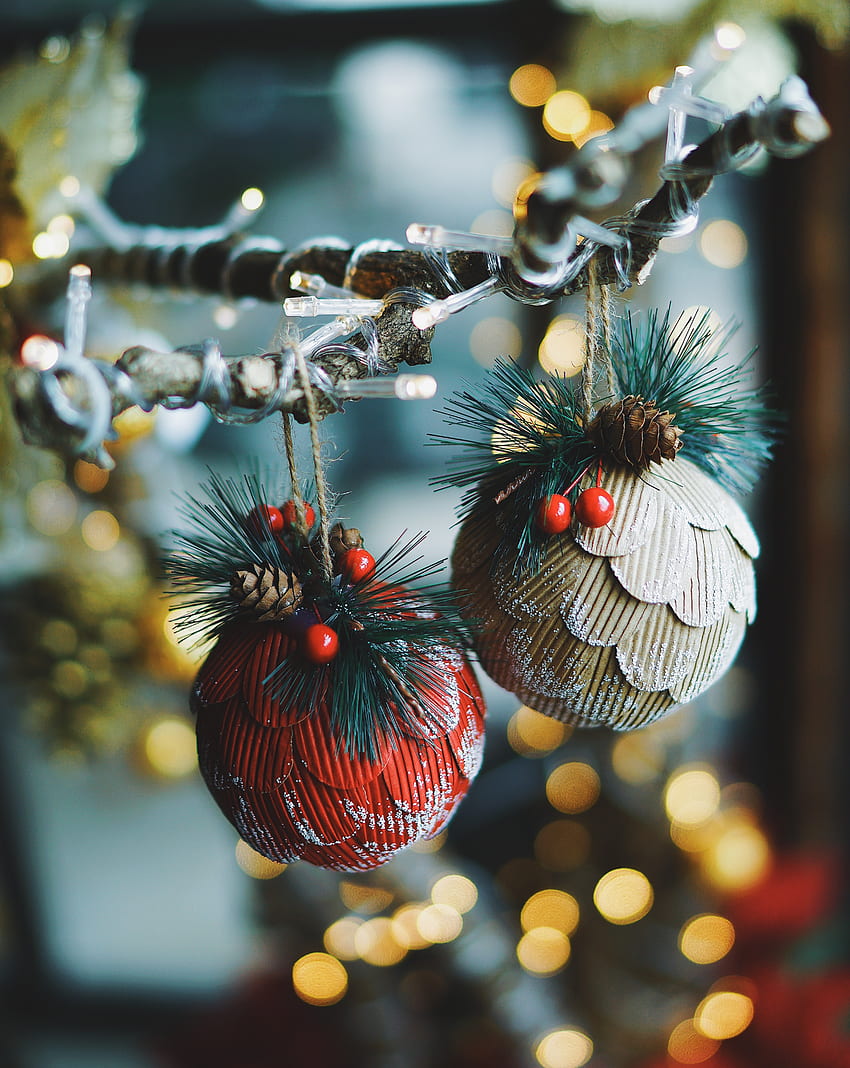 Feiertage, Neujahr, Blendung, Weihnachten, Weihnachtsschmuck, Weihnachtsbaumspielzeug, Dekoration HD-Handy-Hintergrundbild