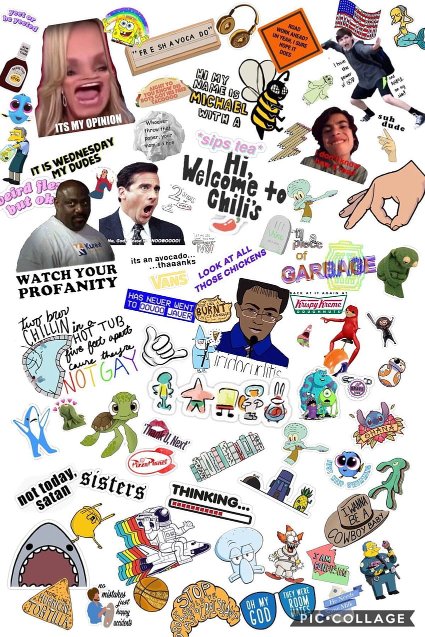 Meme e collage di adesivi estetici. collage di adesivi di vite Sfondo del telefono HD