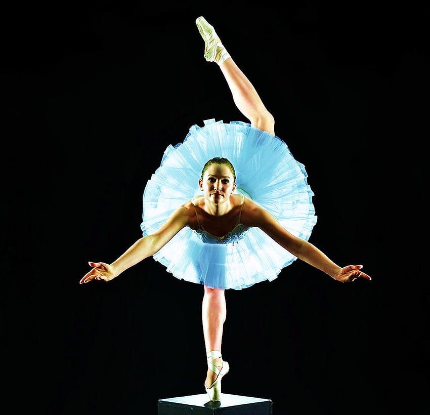 Tu tu indah, biru, keseimbangan, jari kaki, tu tu, balerina Wallpaper HD