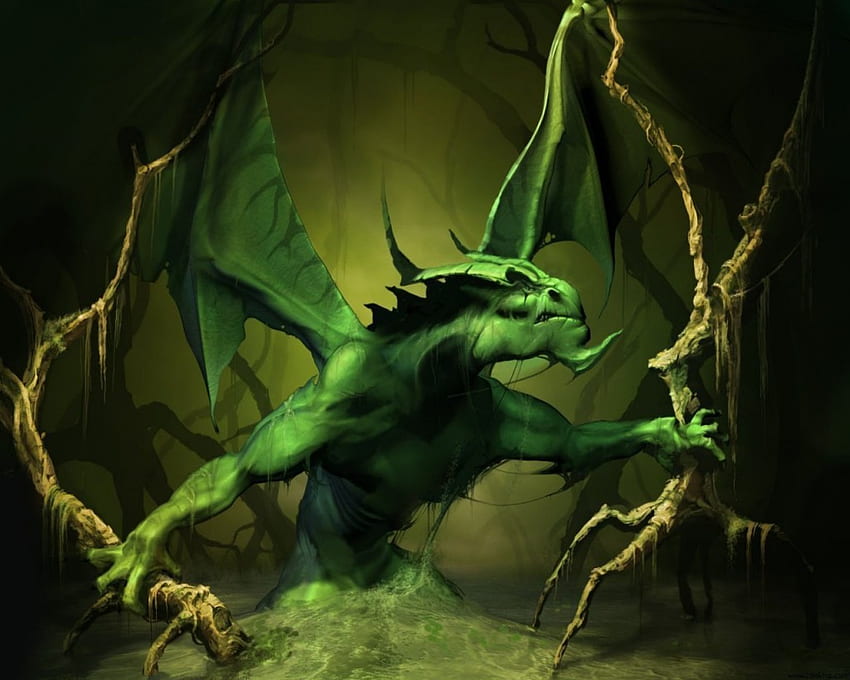 Green Monster !!!, abstrait, monstre, 3d-art, vert Fond d'écran HD
