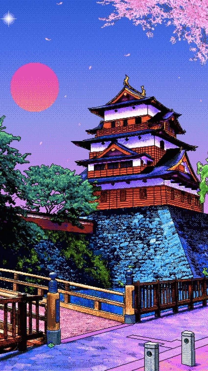 Japoński telefon Pixel Art, japoński retro Tapeta na telefon HD