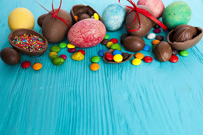 イースターエッグ チョコレート キャンディー 食品 菓子 高画質の壁紙