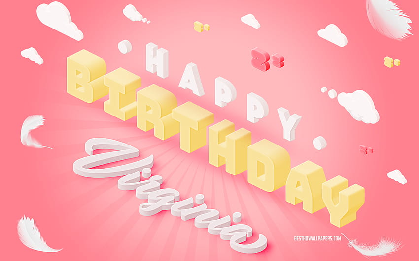 Happy Birtay Virginia, 3d Art, Birtay 3d Background, Virginia, Pink Background, Happy Virginia birtay, 3d Letters, Virginia Birtay, Creative Birtay Background HD wallpaper