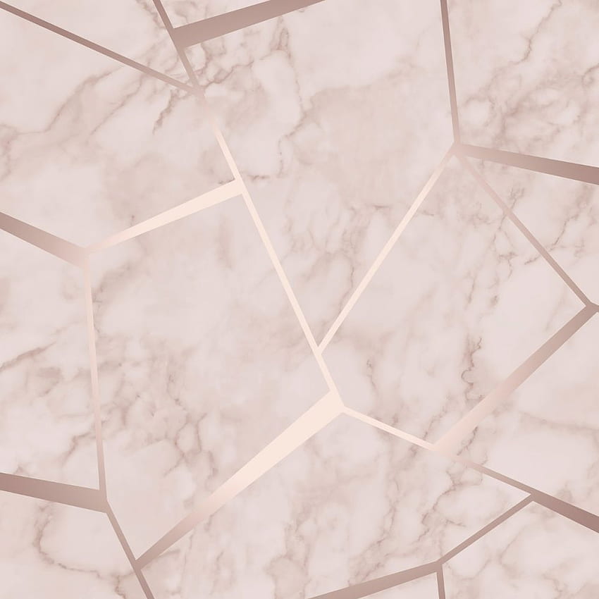 Fractal Geométrico Mármore Rosa Dourado - Decoração Fina FD42264. Dourado metálico, efeito mármore, bege, cinza e rosa Papel de parede de celular HD