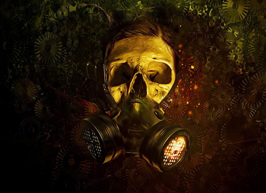 Gas Mask Gas Mask Skull Gears and HD wallpaper
