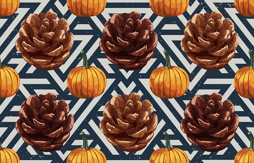 Printable seamless vintage autumn repeat pattern background, Vintage Fall Pumpkin HD wallpaper
