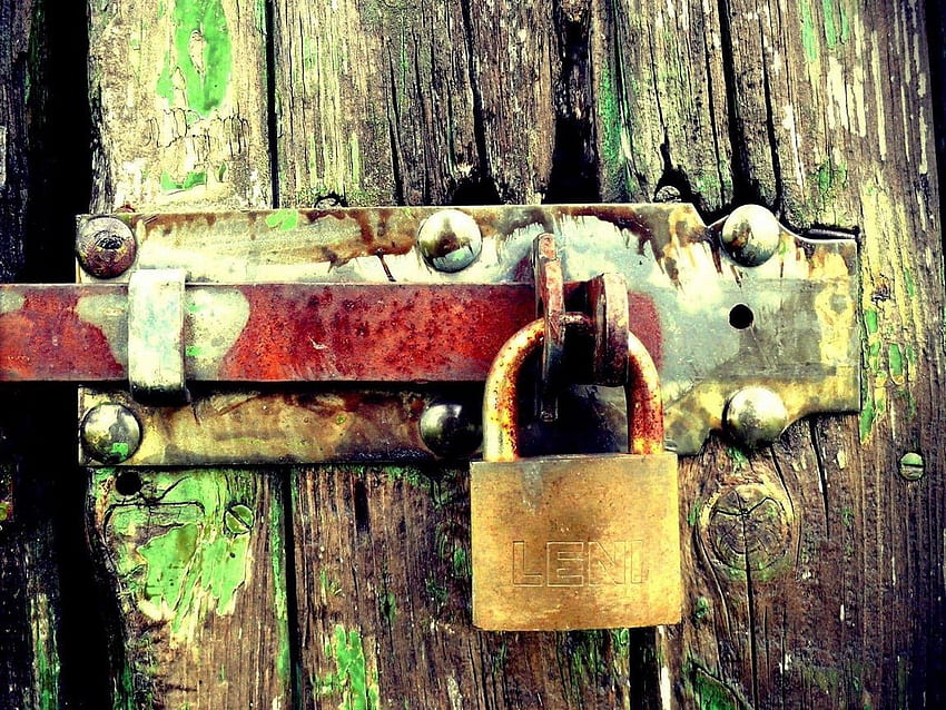 lock, door, locked, wooden standard 4:3 background, Padlock HD wallpaper