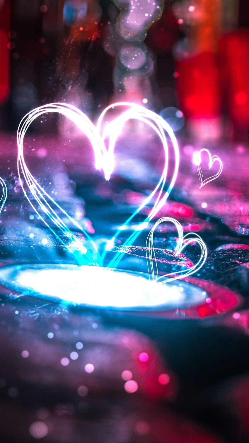 Love Neon หัวใจนีออนสีชมพูน่ารัก วอลล์เปเปอร์โทรศัพท์ HD