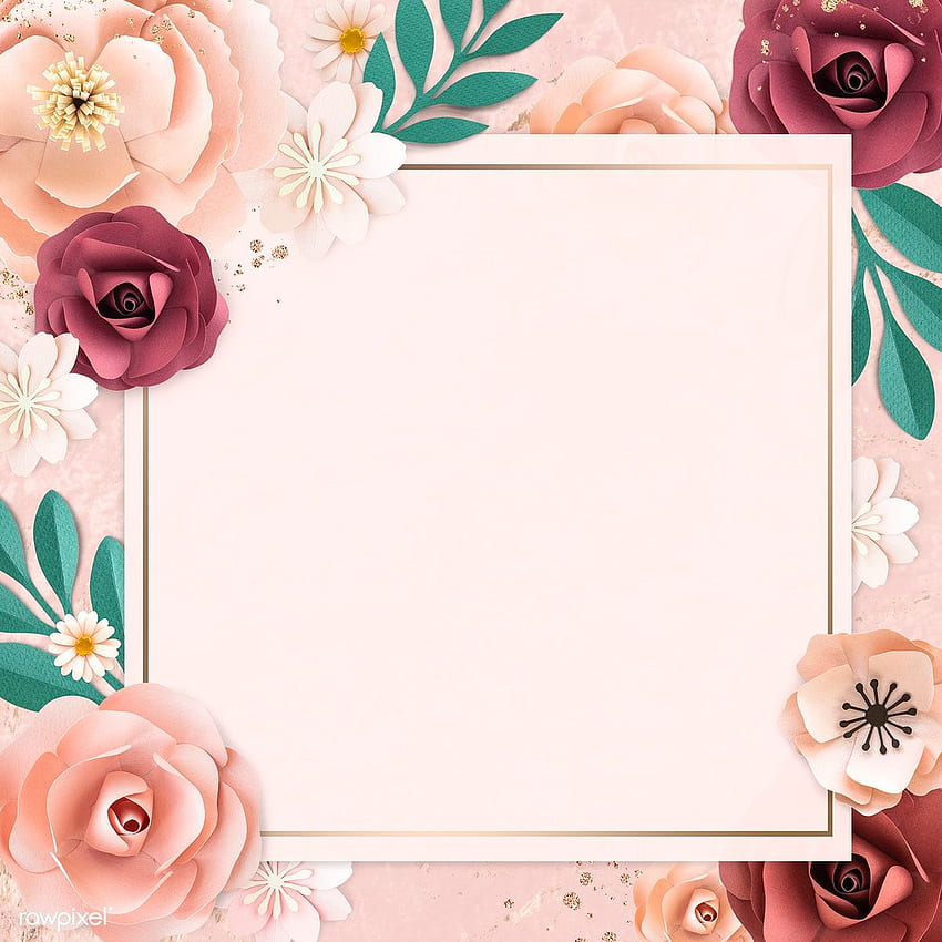 Square paper craft flower frame template illustration. premium by / Adj. Flower background, Flower frame, Flower background , Crafty HD phone wallpaper