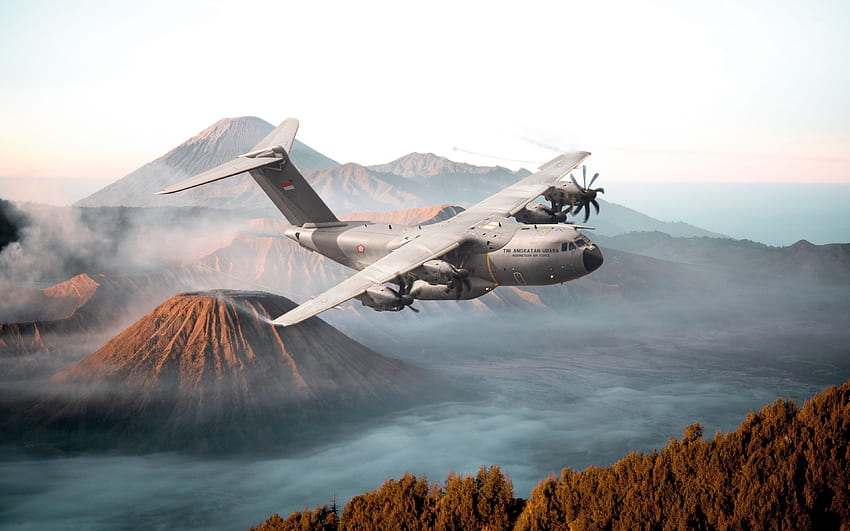 Airbus A400M Atlas, Indonesian Air Force, military transport aircraft, A400M, Indonesia, military HD wallpaper