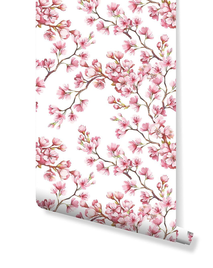 Selbstklebende, entfernbare Aquarell-Kirschblüten HD-Handy-Hintergrundbild
