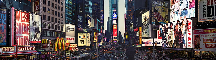 Double écran Times Square, Golf 3840X1080 Fond d'écran HD