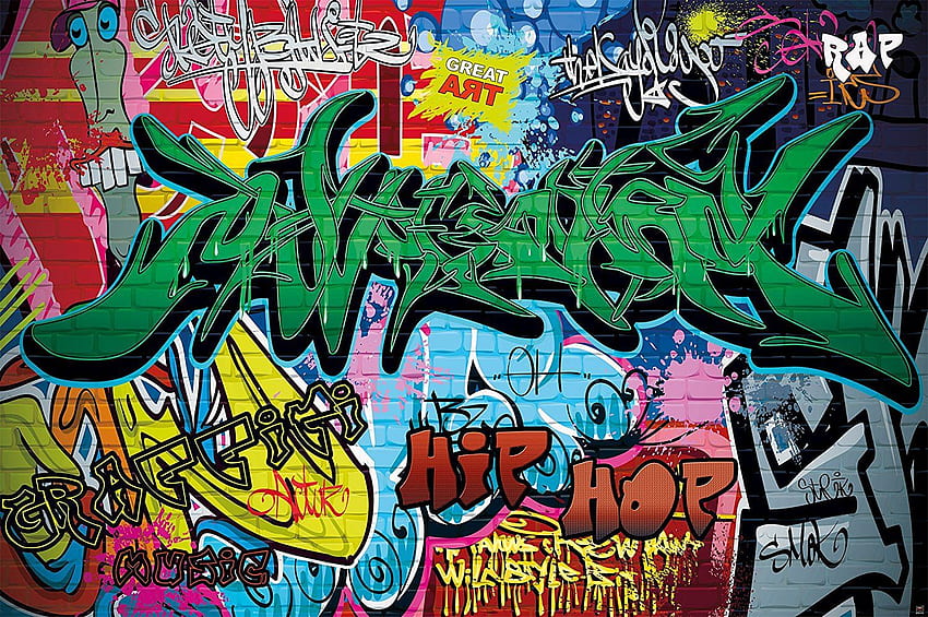 Plakat Graffiti Dekoracja ścienna Kolorowe znaki Pisanie Pop Art Wall, Japonia Pop Art Tapeta HD