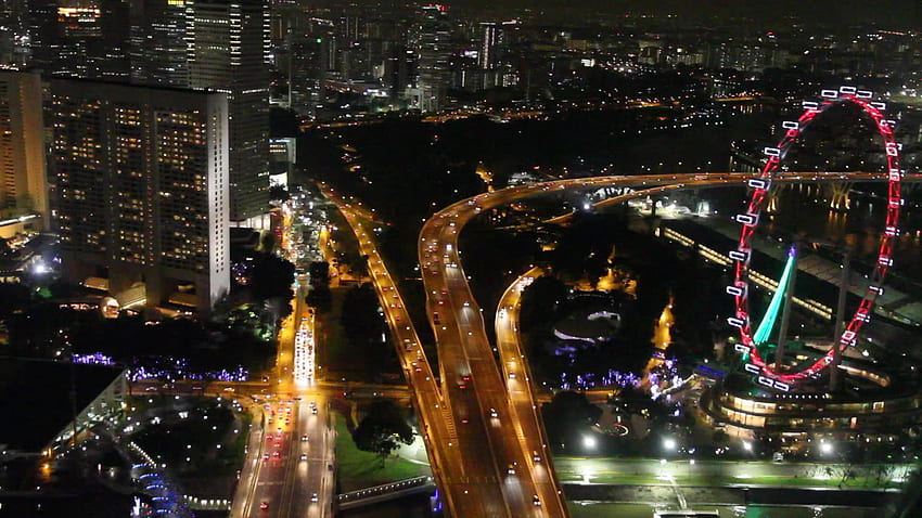 แสงสียามค่ำคืนของสิงคโปร์ฟลายเออร์ – ท่องเที่ยว วอลล์เปเปอร์ HD