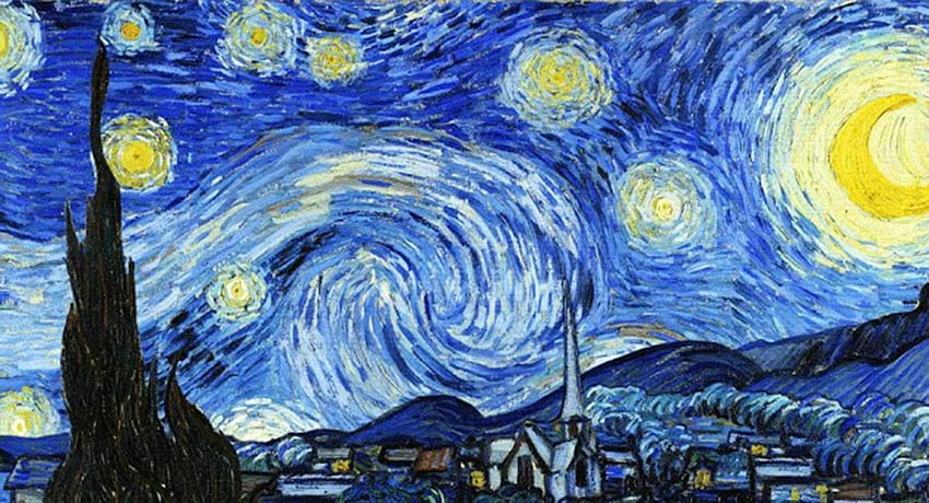 Ван Гог, Звездна нощ, Картина Звездна нощ HD тапет