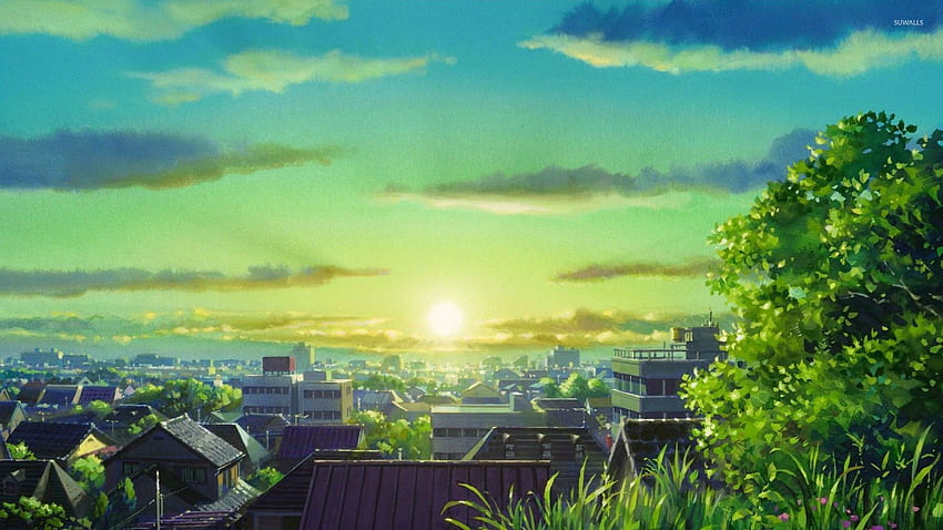 Natura anime, zielona sceneria anime Tapeta HD