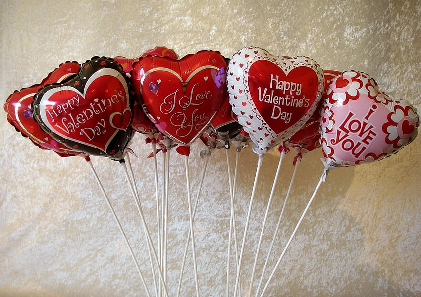Feiertage, Herzen, Luftballons, Lot, Schriftzug, Inschriften, Taw, Valentinstag HD-Hintergrundbild