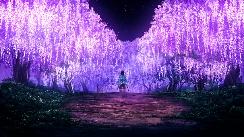 Kimetsu No Yaiba Tanjiro. Anime-Landschaft, Anime-Landschaft, Anime, Dämonentöter-Blume HD-Hintergrundbild