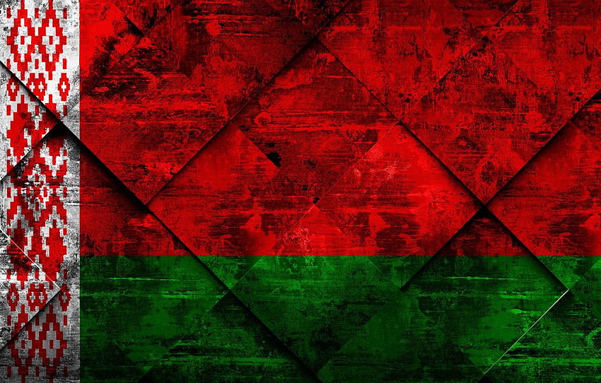 Europe, Flag, Belarus, National Symbols, Grunge Art, Rhombus Grunge Texture, Belarusian Flag, Flag Of Belarus for , section текстуры HD wallpaper