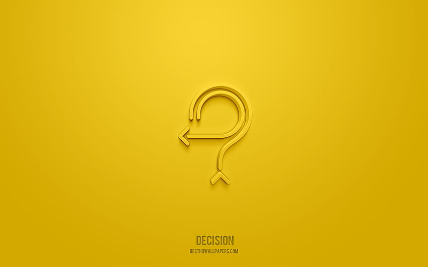 3d икона за решение, жълт фон, 3d символи, решение, бизнес икони, 3d икони, знак за решение, бизнес 3d икони HD тапет
