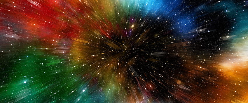 Bunte Galaxie []: Breit, 3440 x 1440 Nebel HD-Hintergrundbild