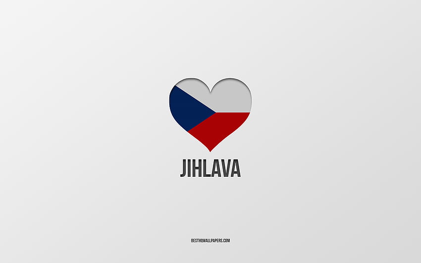 I Love Jihlava, เมืองเช็ก, วันแห่ง Jihlava, พื้นหลังสีเทา, Jihlava, สาธารณรัฐเช็ก, หัวใจธงเช็ก, เมืองโปรด, Love Jihlava วอลล์เปเปอร์ HD
