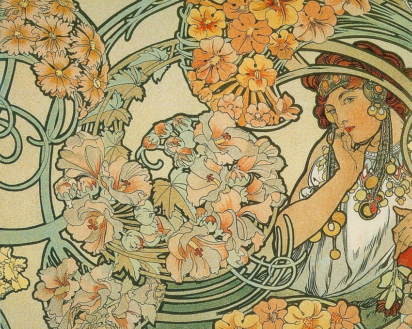 Alphonse Mucha (med er). Illustration, Illustratör, Konst, Cool Alphonse Mucha HD-Hintergrundbild