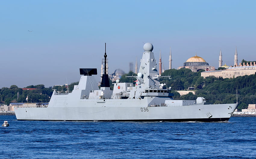 HMS Defender, D36, cacciatorpediniere britannico, Royal Navy, Bosphorus, navi NATO, navi da guerra britanniche Sfondo HD
