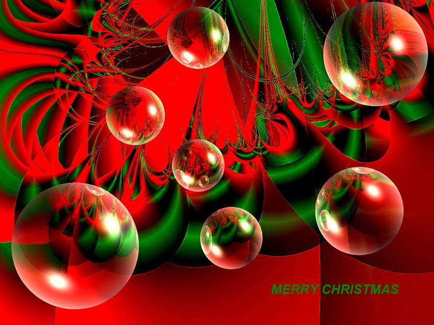Wesołych Świąt dla moich przyjaciół DN, cyfrowe, artystyczne, świąteczne, zielone, czerwone, fraktalne Tapeta HD