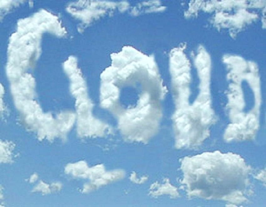 Kształt chmury, niebieski, słowo, puszysty biały, niebo, chmura Tapeta HD