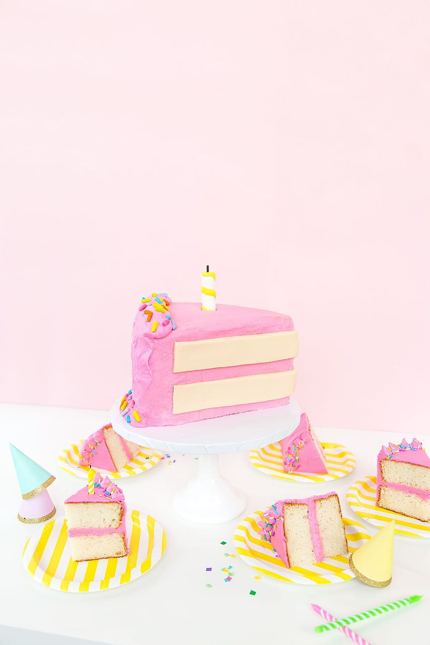Celebratory cake with balloons on a pink background Desktop wallpapers  600x1024