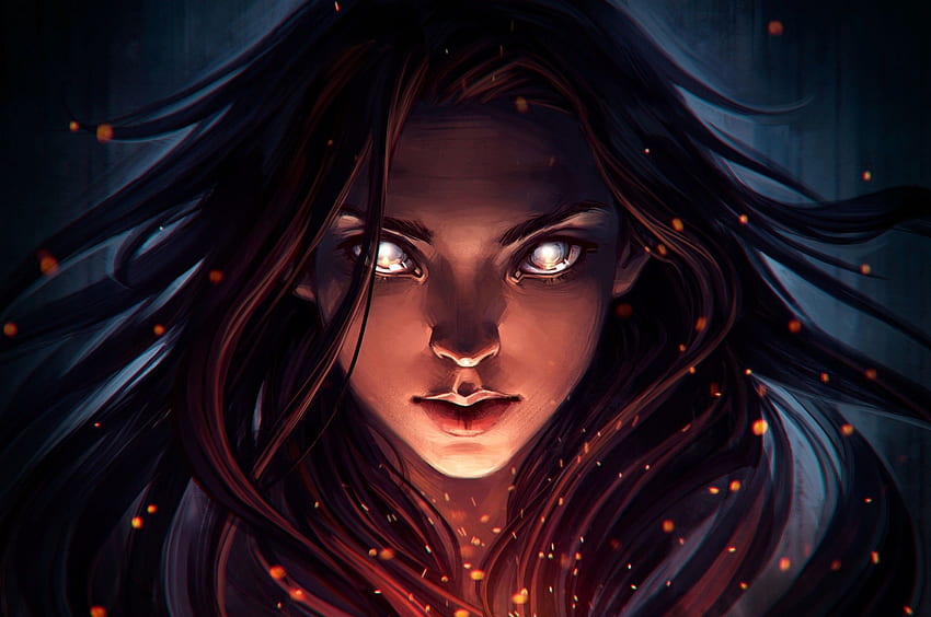 Fantasy Girl, Magic, Particles, Fire for Chromebook Pixel HD wallpaper