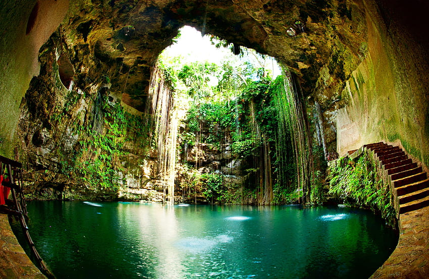 Cenote Di Mexico, pool, rock, mexico, cenote Wallpaper HD