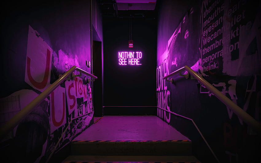 Purple Neon, Neon Purple Mountain HD wallpaper