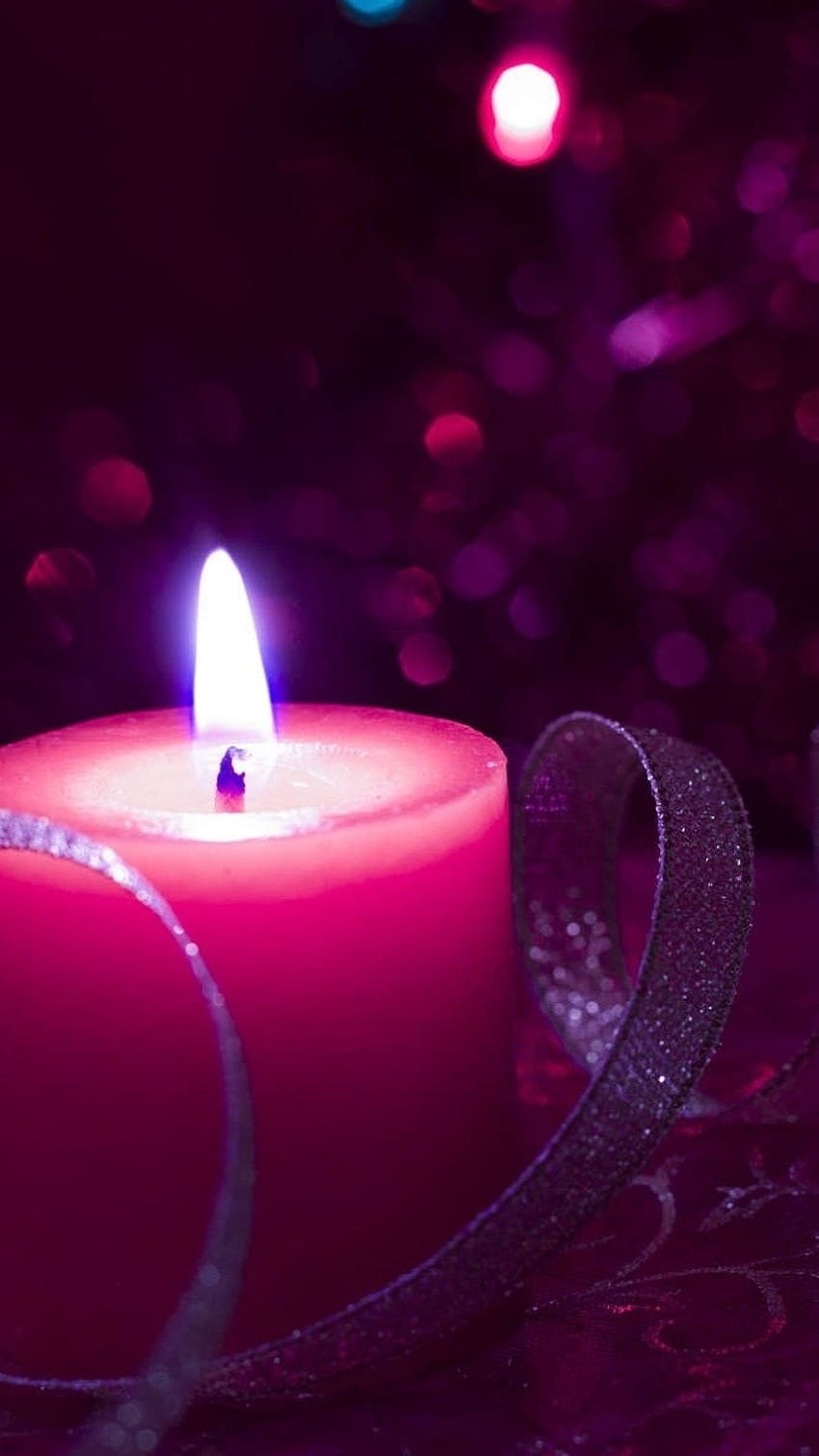 Kerze, Winterkerze, rosa HD-Handy-Hintergrundbild