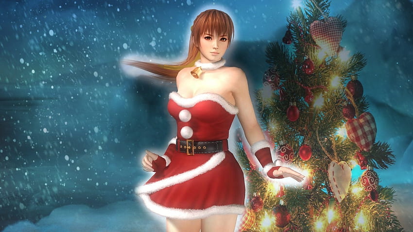 Kasumi, Santa Claus, Cute, Pretty, Doa5, Winter, Christmas Tree, Ninja, Christmas, Snow HD wallpaper