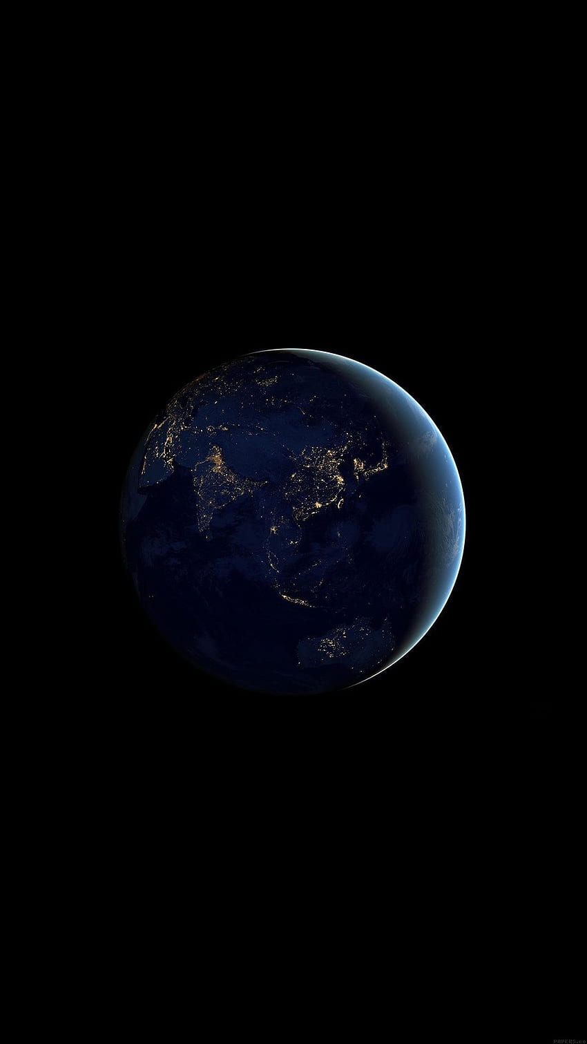 Азия през нощта Земя Космос Тъмно HD тапет за телефон