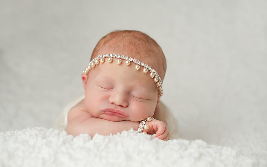 Baby girl, white, cute, baby, girl, copil, little, jewel, child, sleep HD wallpaper