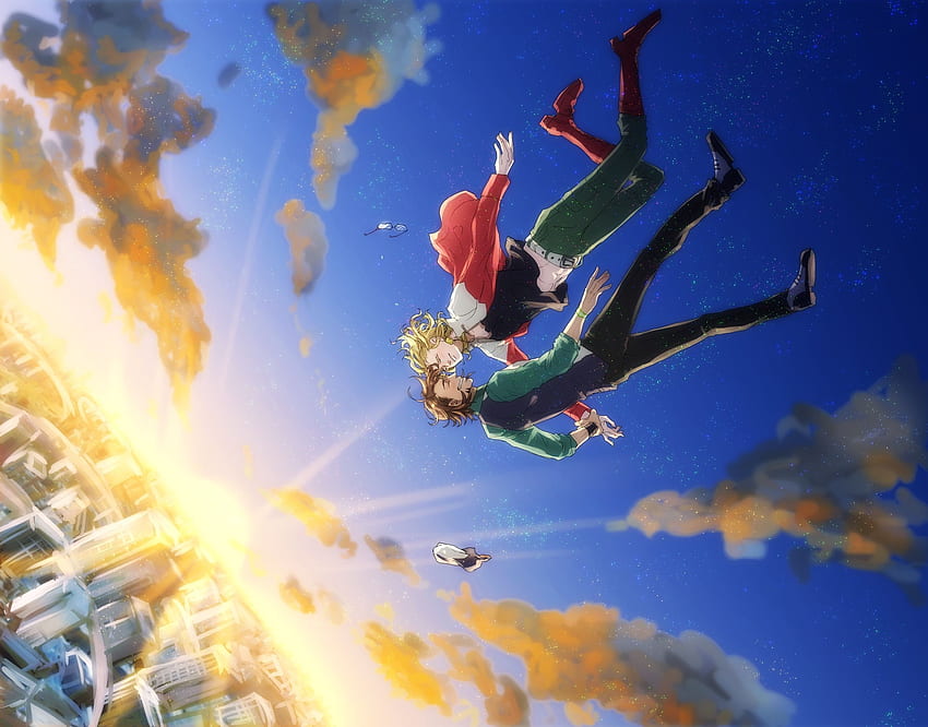 anime boy falling from the sky