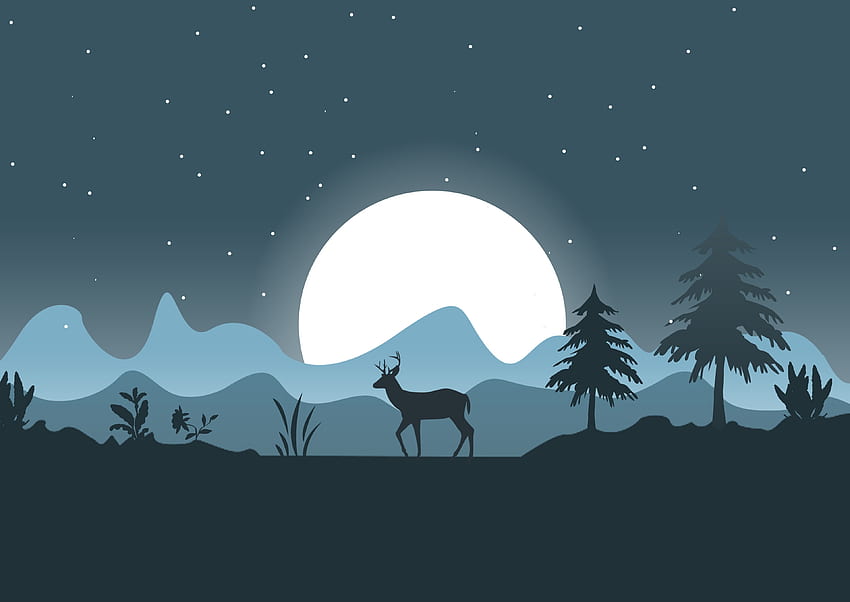 Deer, forest, outdoor, moon, minimal, art HD wallpaper | Pxfuel