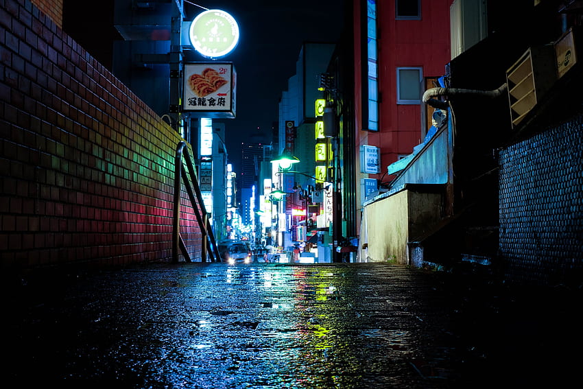 Japón urbano, callejón japonés fondo de pantalla