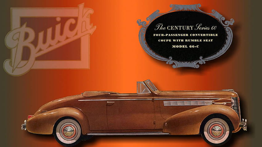 1938 ビュイック センチュリー コンバーチブル 広告、自動車、ヴィンテージ車、ビュイック、車、広告、コンバーチブル 高画質の壁紙