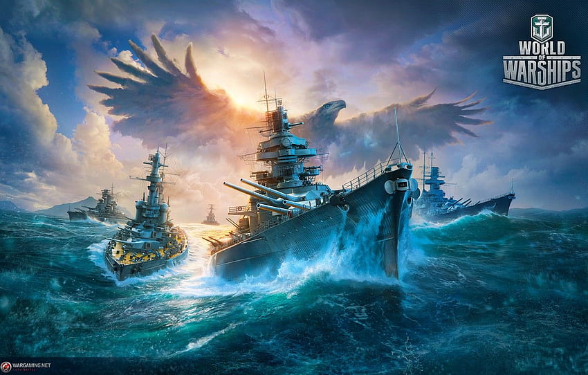 guerra, barcos, pájaro, águila, combate, acorazado, World of Warships, The World Of Ships para, sección игры fondo de pantalla