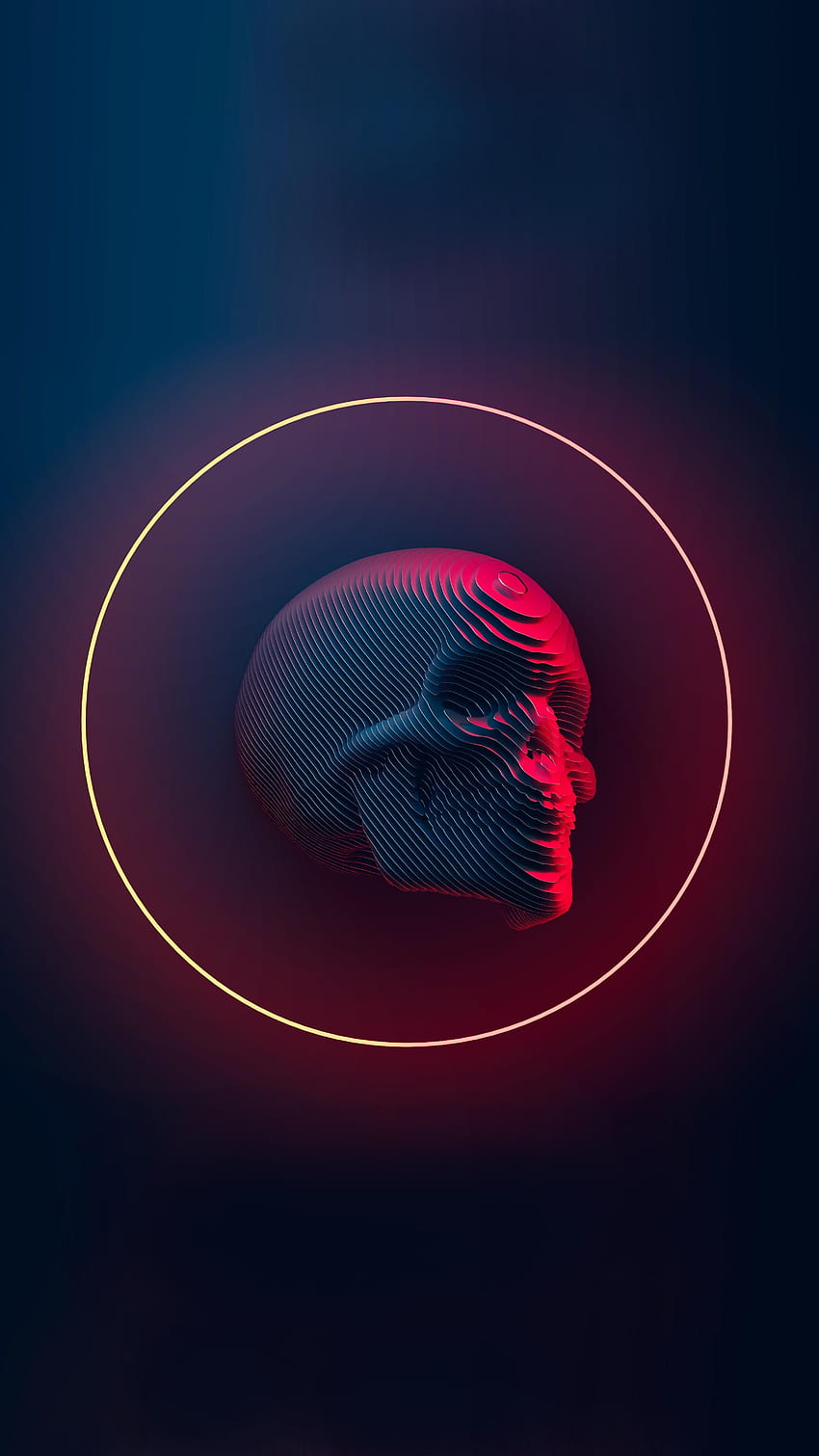 Geschnittener Schädel 2. im Jahr 2021. Schädel, Vaporwave, Art iphone, Cyber ​​Skull HD-Handy-Hintergrundbild