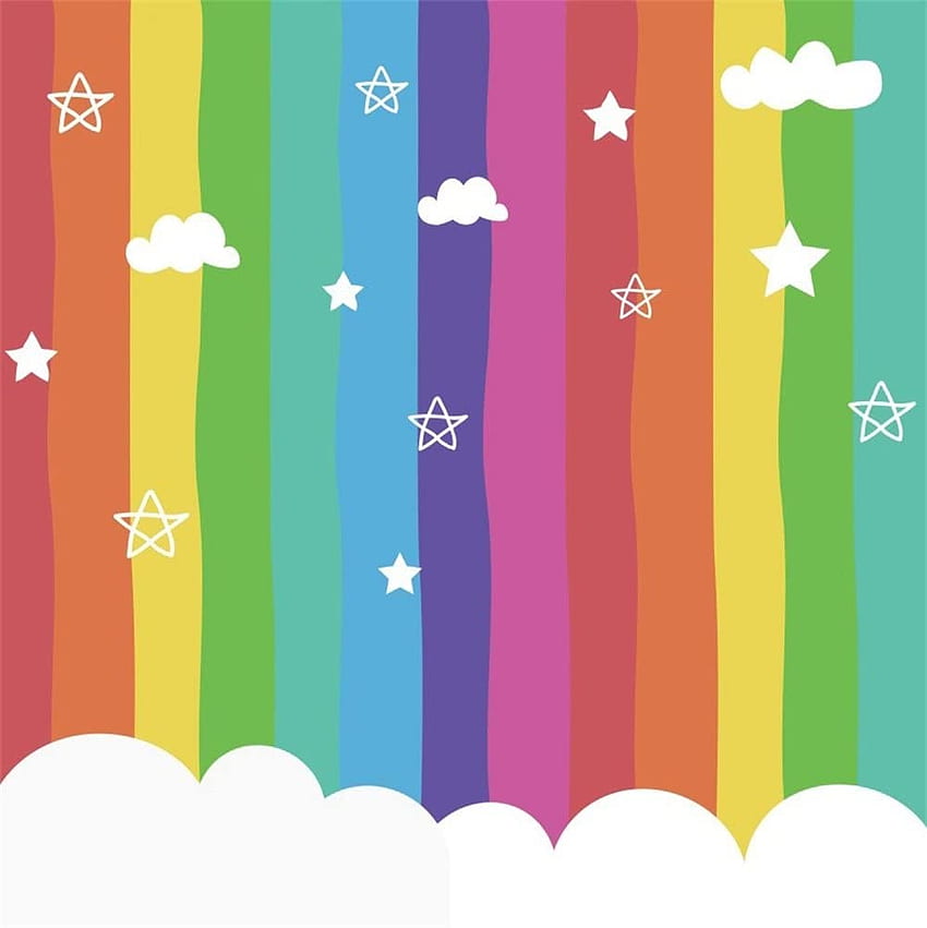 LFEEY ft Cute Rainbow Color Baby Backdrop Kids Children Girls Birtay Party Decor Cartoon Clouds Baby Shower Booth Portrait graphy Background Studio Props : Camera &, Girly Rainbow HD phone wallpaper