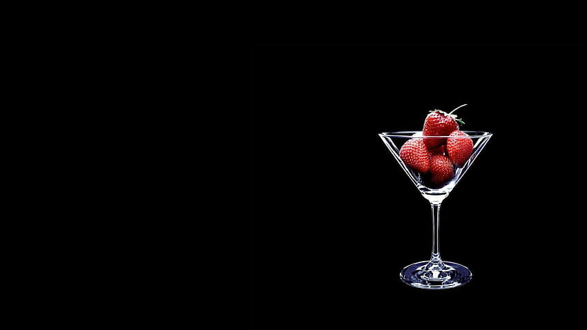 Strawberries in Martini Glass . Wide HD wallpaper