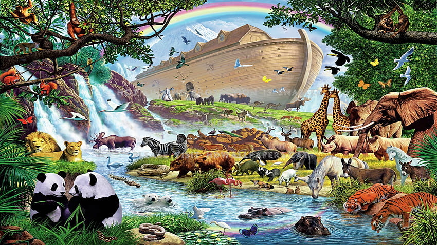 Noah's Ark After The Flood Animals Art HD wallpaper