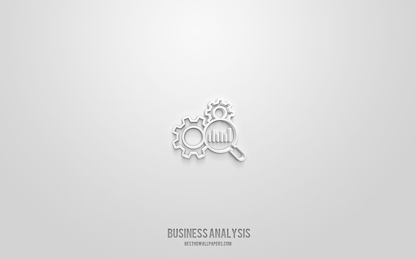 Business Analysis icona 3d, bianco, simboli 3d, Business Analysis, icone di affari, icone 3d, segno di Business Analysis, icone di affari 3d Sfondo HD