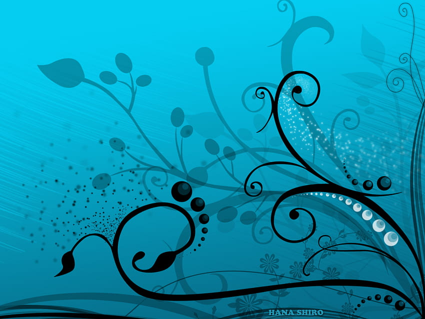 Biru Dingin, biru, hitam, , garis, abstrak, bunga, garis, gelombang, putih, sihir, indah, bintik-bintik, hana-shiro, keren, vektor, alam, bunga Wallpaper HD