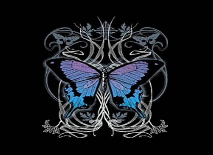 Butterfly Tattoo, design, butterfly, on black HD wallpaper